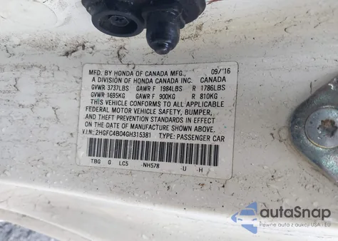 2016 Honda Civic Lx-P from USA, damaged, VIN 2HGFC4B04GH315381
